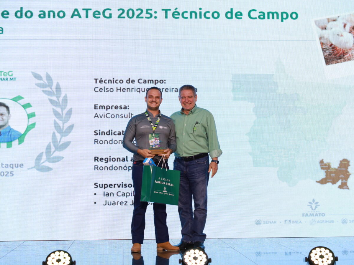 Técnico recebe dois prêmios por trabalho de assessoria técnica rural fornecida pelo Sindicato Rural de Rondonópolis e Senar MT