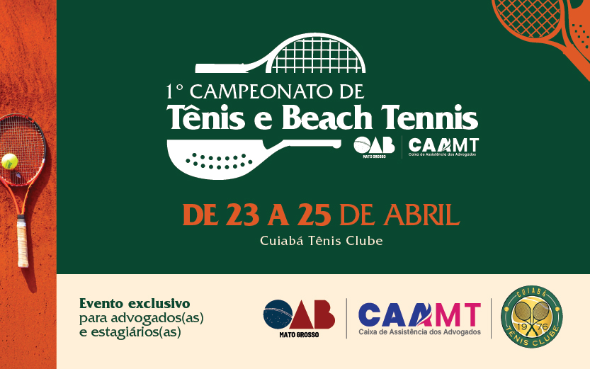 CAA/MT abre inscrições para o 1º Campeonato de Tênis e Beach Tennis