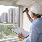 Inspeção de apartamento moderna em andamento