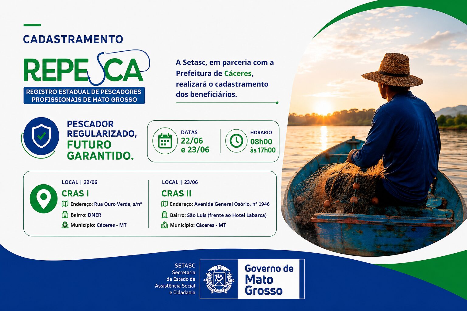 Prefeitura de Cáceres e SETASC realizam cadastramento do REPESCA para pescadores profissionais ChatGPT Image 15 de jun. de 2026, 18_43_12