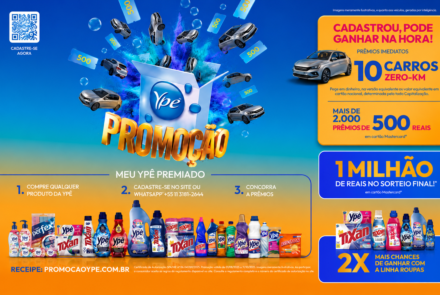 Promoção Ypê chega à 12ª edição com carros zero km, pago exclusivamente em dinheiro, e vouchers imediatos, além de sorteio final de 1 milhão de reais 2a731052-27ef-4e4d-ba82-99d066b21dad