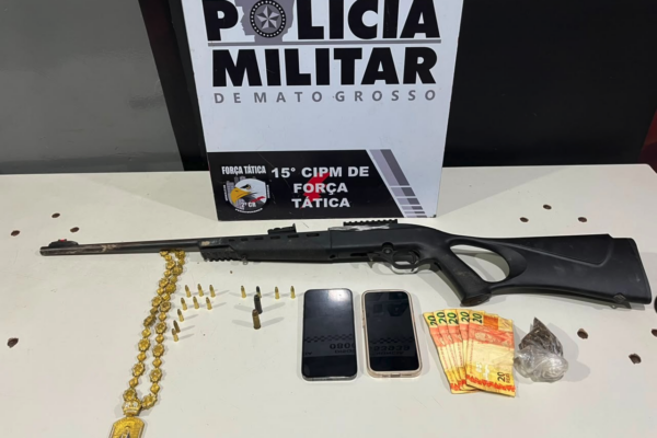 Força Tática prende foragido da Justiça e apreende fuzil com numeração suprimida em MT