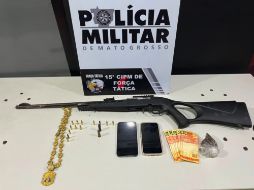 Força Tática prende foragido da Justiça e apreende fuzil com numeração suprimida em MT image